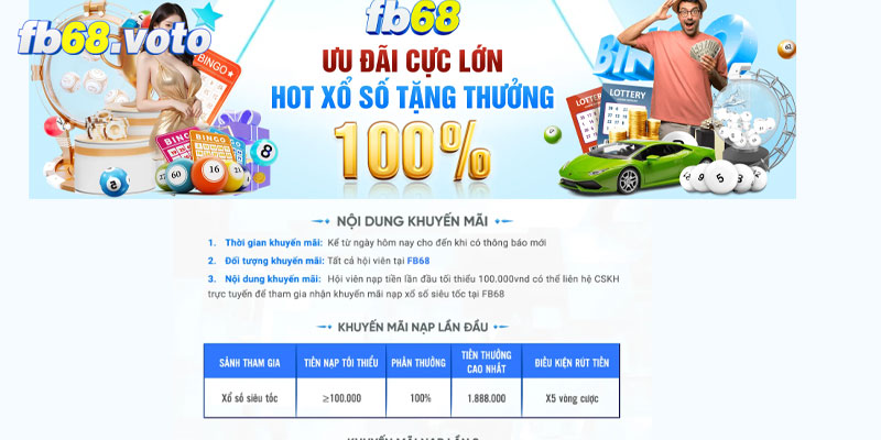 Nạp Đầu Hot Xổ Số Tặng Thưởng 100%